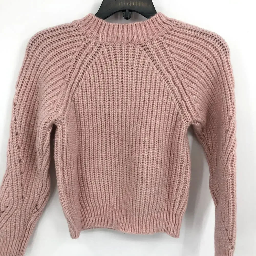 BARDOT JUNIOR Girl's Cozy Cable Knit Crewneck Sweater Size 14 Pink Potpourri NWT